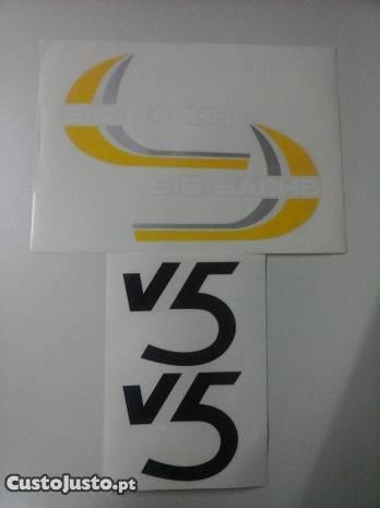 Autocolantes laranja e amarelos Sachs V5