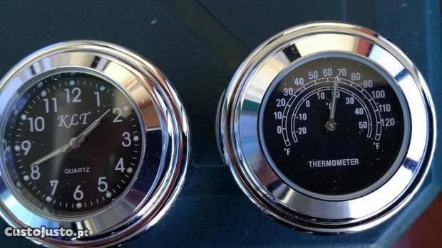 Relógio e Termometro para guiador de moto