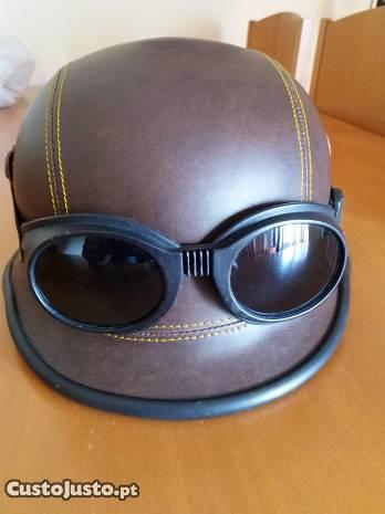 capacete jet e googles