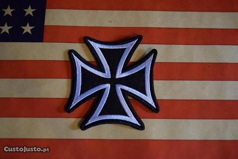 emblema bordado para casaco motard cruz de malta