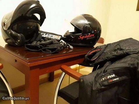 Conjunto capacete Modular + Casaco imp. + Luvas