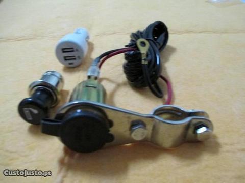 Adaptador de isqueiro + adptador usb + engate