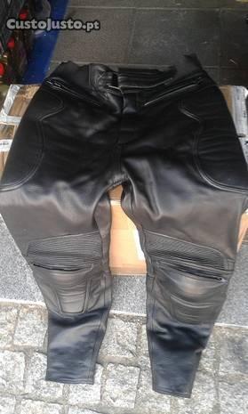 calças cabedal motard com protecções