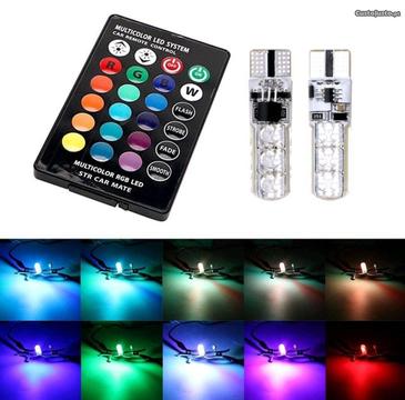 Lâmpadas W5W/T10 LED Multicolor com comando