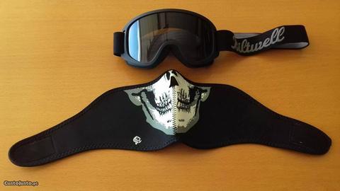 Óculos para moto e máscara